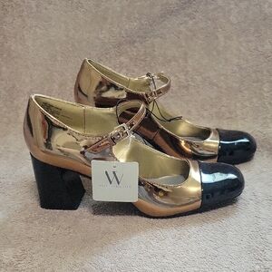 Worthington Gold and Black Women's Mary Jane Heels